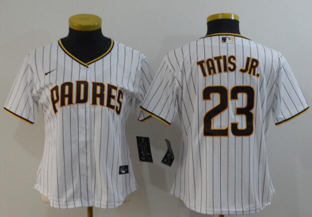 Women San Diego Padres #23 Fernando Tatis Jr.  Pinstripe Stitched MLB Nike Jersey