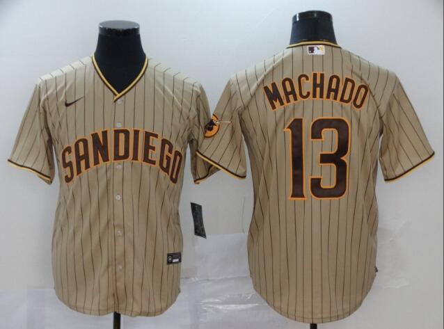 Men's San Diego Padres #13 Manny Machado Brown Stitched Baseball Jersey