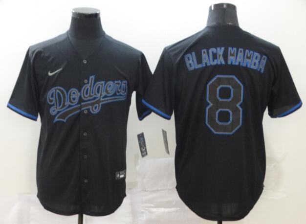Men's Los Angeles Dodgers #8 Kobe Bryant Black Mamba Lights Out Black Fashion Stitched MLB Cool Base Nike Jersey