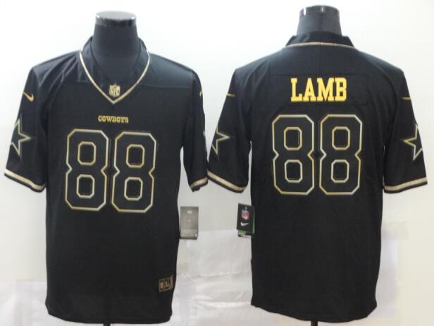 Men's Dallas Cowboys #88 CeeDee Lamb Black 100th Season Golden Edition