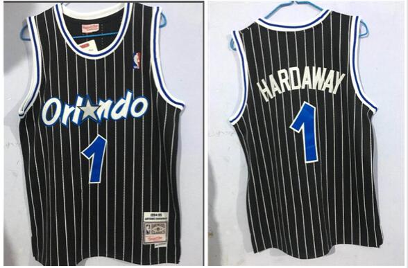 Men's Orlando Magic #1 Penny Hardaway Black 1994-95 Hardwood Classics AU Jersey