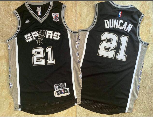 Men's San Antonio Spurs #21 Tim Duncan Black Jersey High Embroidery Quality