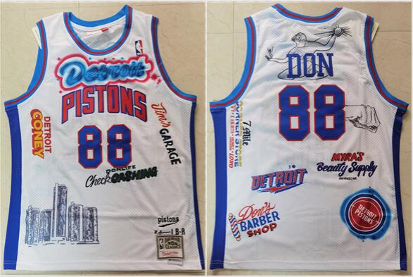 Men's Detroit Piston #88 Don Big Sean X White Jersey
