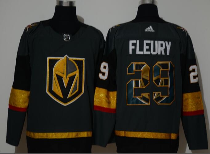 Men's Vegas Golden Knights #29 Marc-Andre Fleury Gray With Team Logo Adidas Stitched NHL Jersey