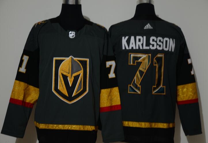 Men's Vegas Golden Knights #71 William Karlsson Gray With Team Logo Adidas Stitched NHL Jersey