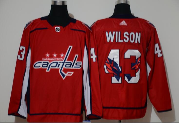 Men's Washington Capitals #43 Tom Wilson Red With Team Logo Adidas Stitched NHL Jersey