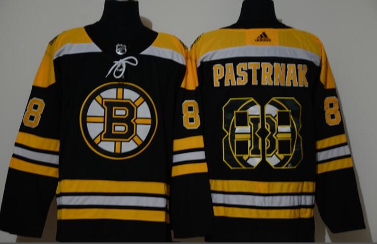 Men's Boston Bruins #88 David Pastrnak Black With Team Logo Adidas Stitched NHL Jersey