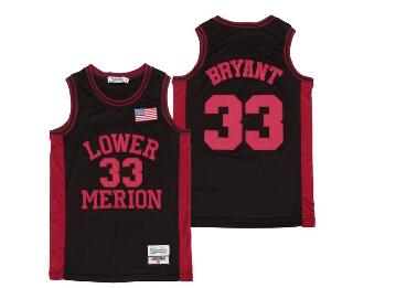 Men's Lower Merion High School #33 Kobe Bryant Black With Red Name High School Swingman Jersey