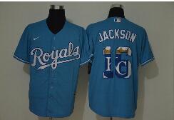 Men's Kansas City Royals #16 Bo Jackson Light Blue Team Logo Stitched MLB Cool Base Nike Jersey