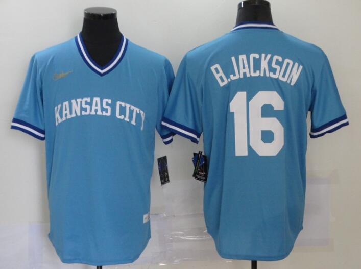 Men's Kansas City Royals #16 Bo Jackson Light Blue Pullover Cool Base Cooperstown Collection Nike Jersey