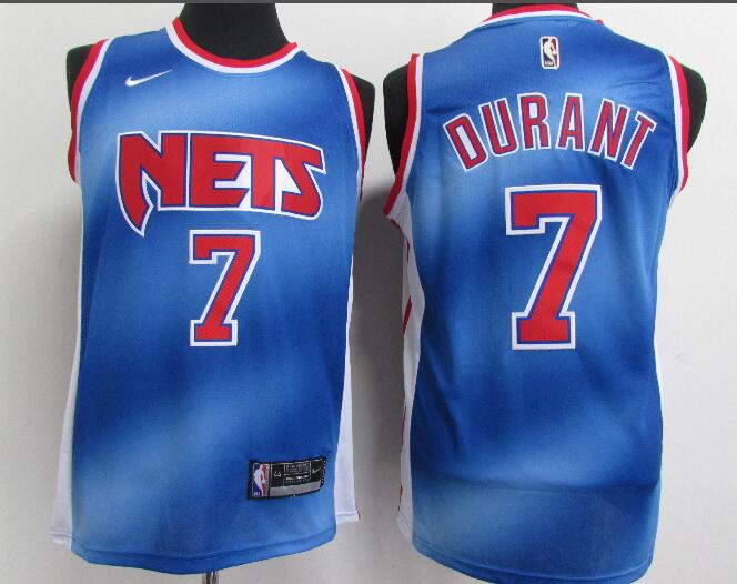 Men's Brooklyn Nets #7 Kevin Durant Blue 2020-21 Hardwood Classics Stitched NBA Jersey