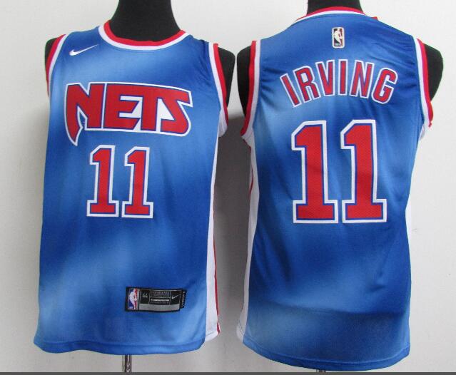 Men's Brooklyn Nets #11 Kyrie Irving Blue 2020-21 Hardwood Classics Stitched NBA Jersey