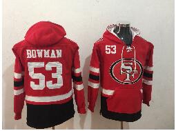 Men's San Francisco 49ers #53 NaVorro Bowman NEW Red Pocket Stitched NFL Pullover Hoodie