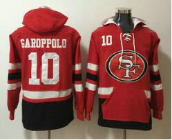 Men's San Francisco 49ers #10 Jimmy Garoppolo NEW Red Pocket Stitched NFL Pullover Hoodie