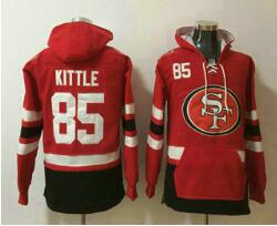 Men's San Francisco 49ers #85 George Kittle NEW Red Pocket Stitched NFL Pullover Hoodie