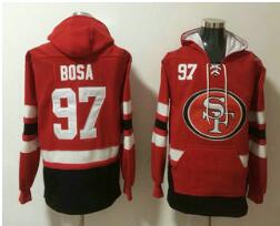 Men's San Francisco 49ers #97 Nick Bosa NEW Red Pocket Stitched NFL Pullover Hoodie