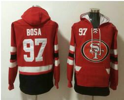 Men's San Francisco 49ers #97 Nick Bosa NEW Red Pocket Stitched NFL Pullover Hoodie