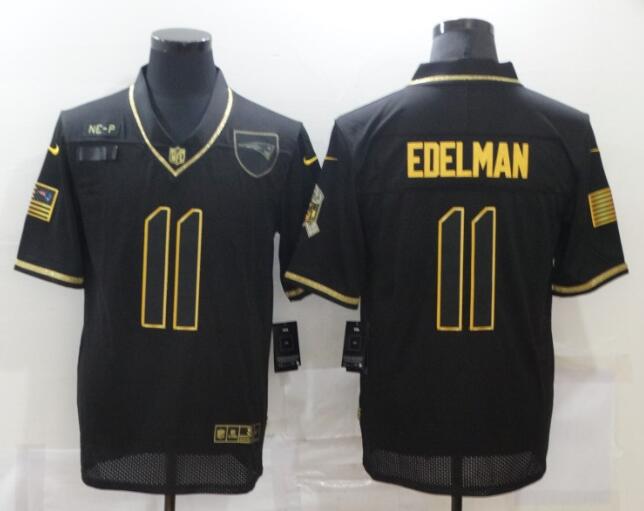 Men's New England Patriots #11 Julian Edelman Black 2020 Salute To Service Stitched NFL Nike Limited Jersey