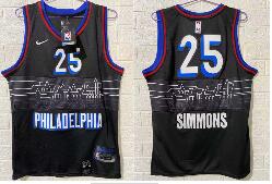 Men's Philadelphia 76ers #25 Ben Simmons NEW Black Nike 2021 Swingman City Edition Jersey