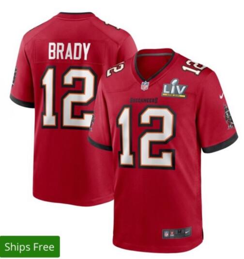 men's Tampa Bay Buccaneers Tom Brady 12 Red Super Bowl LV stitched jersey