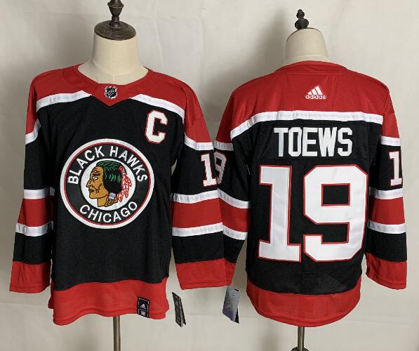 Adidas men 19 Jonathan Toews Chicago Blackhawks Black   Hockey Jersey  Black