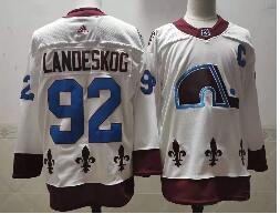 Men's Colorado Avalanche #92 Gabriel Landeskog White 2021 Retro Stitched NHL Jersey