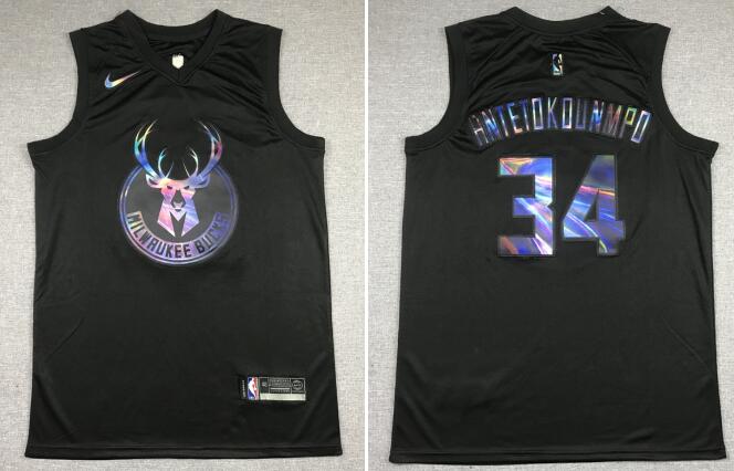 men's bucks giannis antetokounmpo black  jersey