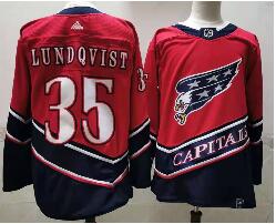 Men's Washington Capitals #35 Henrik Lundqvist Red 2021 Retro Stitched NHL Jersey