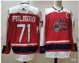 Men's Columbus Blue Jackets #71 Nick Foligno Orange 2021 Retro Stitched NHL Jersey