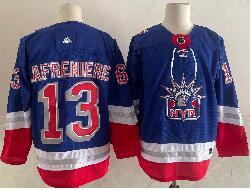 Men's New York Rangers #13 Alexis Lafreniere Light Blue 2021 Retro Stitched NHL Jersey
