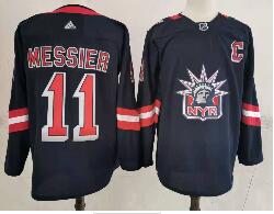 Men's New York Rangers #11 Mark Messier Navy Blue Adidas 2020-21 Stitched NHL Jersey