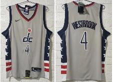 Men's Washington Wizards #4 Russell Westbrook NEW Grey 2021 City Edition NBA Swingman Jersey