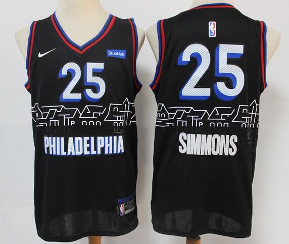 Men's Philadelphia 76ers #25 Ben Simmons NEW Black Nike 2021 Swingman City Edition Jersey