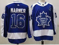 Men's Toronto Maple Leafs #16 Mitchell Marner Royal Blue With A Patch 2021 Retro Stitched NHL Jersey