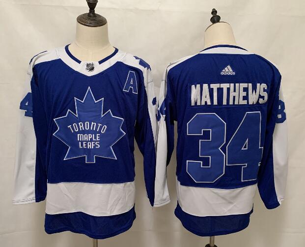 Men's Toronto Maple Leafs #34 Auston Matthews Royal Blue 2021 Retro Stitched NHL Jersey