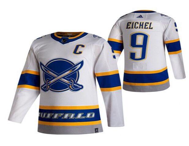 Men Buffalo Sabres 9 Eichel White NHL 2021 Reverse Retro jersey