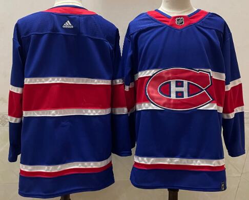 Men Montreal Canadiens Blank Blue Throwback Authentic Stitched 2020 Adidias NHL Jersey