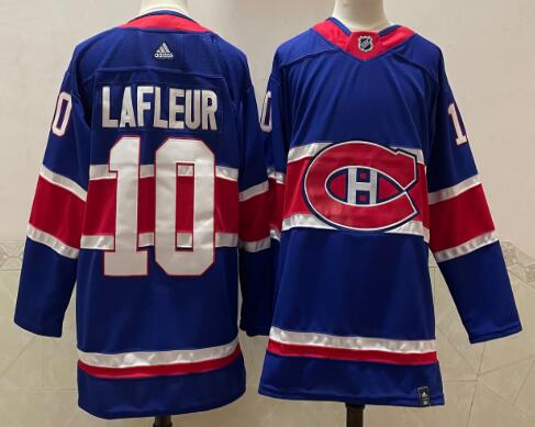 Men Montreal Canadiens 10 Lafleur Blue Throwback Authentic Stitched 2020 Adidias NHL Jersey
