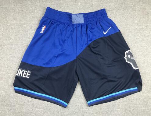 Men's Milwaukee Blue Nike 2021 Swingman Stitched NBA Shorts