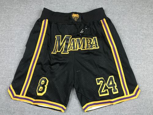 Men's Black Mamba #8 #24 Kobe Bryant Black Just Don Swingman Throwback Shorts