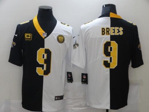 Men's New Orleans Saints #9 Drew Brees Black White Two Tone 2021 Vapor Untouchable Stitched NFL Nike Limited Jersey