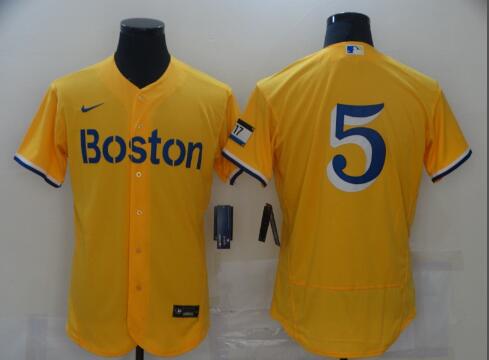 Nike Men Enrique Hernandez Boston Red Sox Gold/Light Blue 2021 City Connect Stitched Jersey