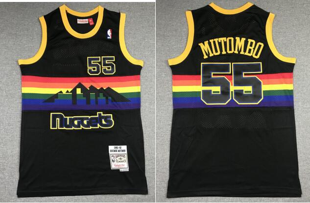 Men's Denver Nuggets Dikembe Mutombo Mitchell & Ness Black 1991-92 Hardwood Classics Reload Swingman Jersey