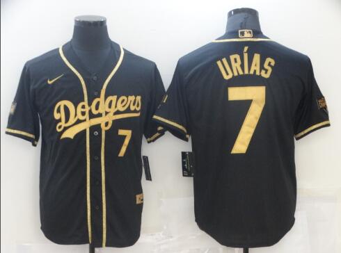 Men's Los Angeles Dodgers #7 Julio Urias Black Gold Stitched MLB Cool Base Nike Jersey