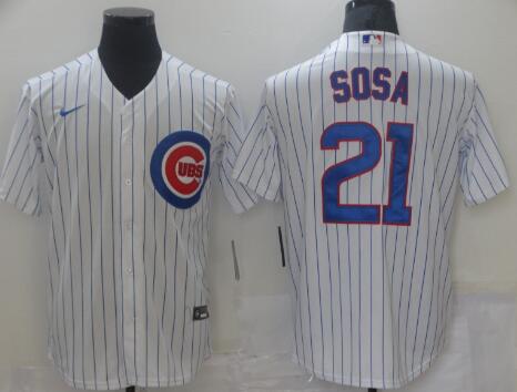 Men Chicago Cubs 21 Sosa White Game Nike MLB Jerseys