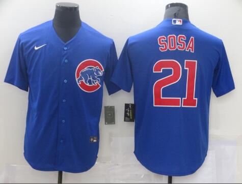Men Chicago Cubs 21 Sosa Blue Game Nike MLB Jerseys