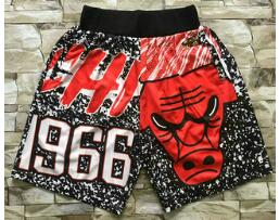 Men's Chicago Bulls Black Big Face Mitchell Ness Hardwood Classics Soul Swingman Throwback Shorts