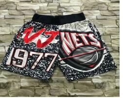 Men's Brooklyn Nets Black Big Face Mitchell Ness Hardwood Classics Soul Swingman Throwback Shorts