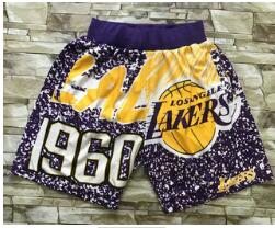 Men's Los Angeles Lakers Purple Big Face Mitchell Ness Hardwood Classics Soul Swingman Throwback Shorts