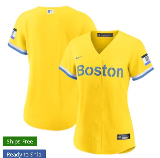 Women's Boston Red Sox Nike Gold/Light Blue 2021 City Connect Replica Jersey